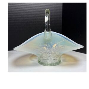 Dugan Opalescent Caroline VTG Basket With Applied Handle with Floral design